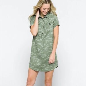 Vineyard Vines Margo Mini Shirt Dress Tonal Camo Print Army Green Size 10
